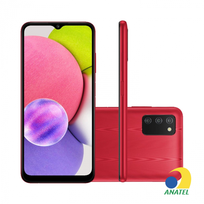 Galaxy A03s 64GB Vermelho com Tela 6.5" e Câmera Tripla de 13MP