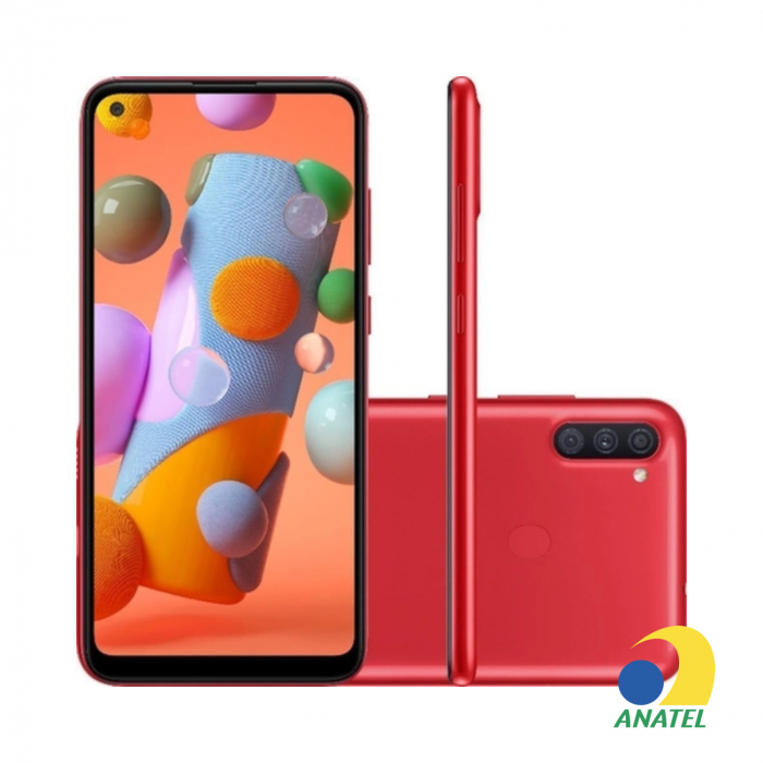 Galaxy A11 64GB Vermelho com Tela 6.4" e Câmera Tripla de 13MP