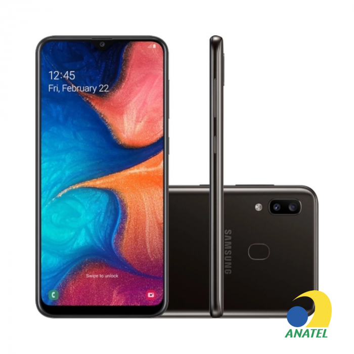 Galaxy A20 32GB Preto com Tela 6.4" e Câmera Dupla de 13MP