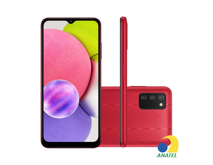 Galaxy A03s 64GB Vermelho com Tela 6.5" e Câmera Tripla de 13MP