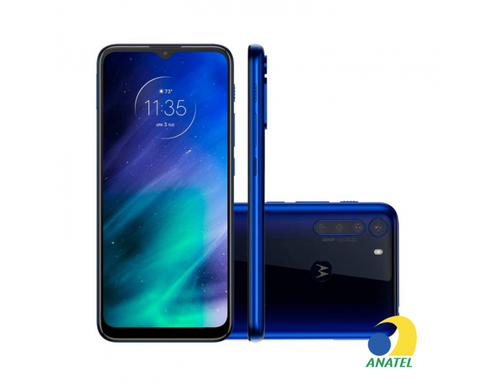Moto One Fusion 128GB Azul Safira com Tela 6.5" e Câmera Quádrupla de 48MP