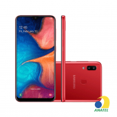 Galaxy A20 32GB Vermelho com Tela 6.4" e Câmera Dupla de 13MP